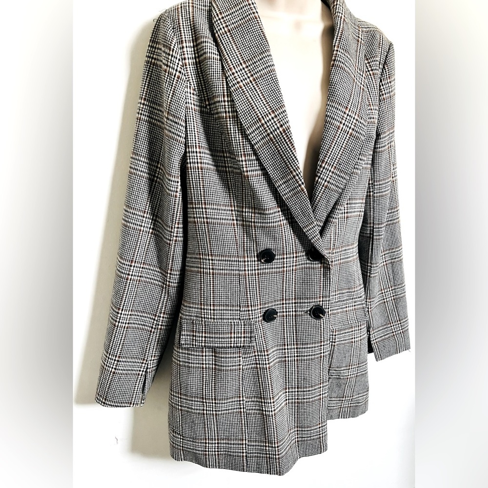 Women’s blazer, glen plaid double-breasted blazer, Size 12